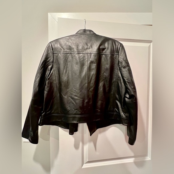 Michael Kors Black 100% Genuine Leather Motorcycle Moto Jacket 2X - Picture 2 of 5